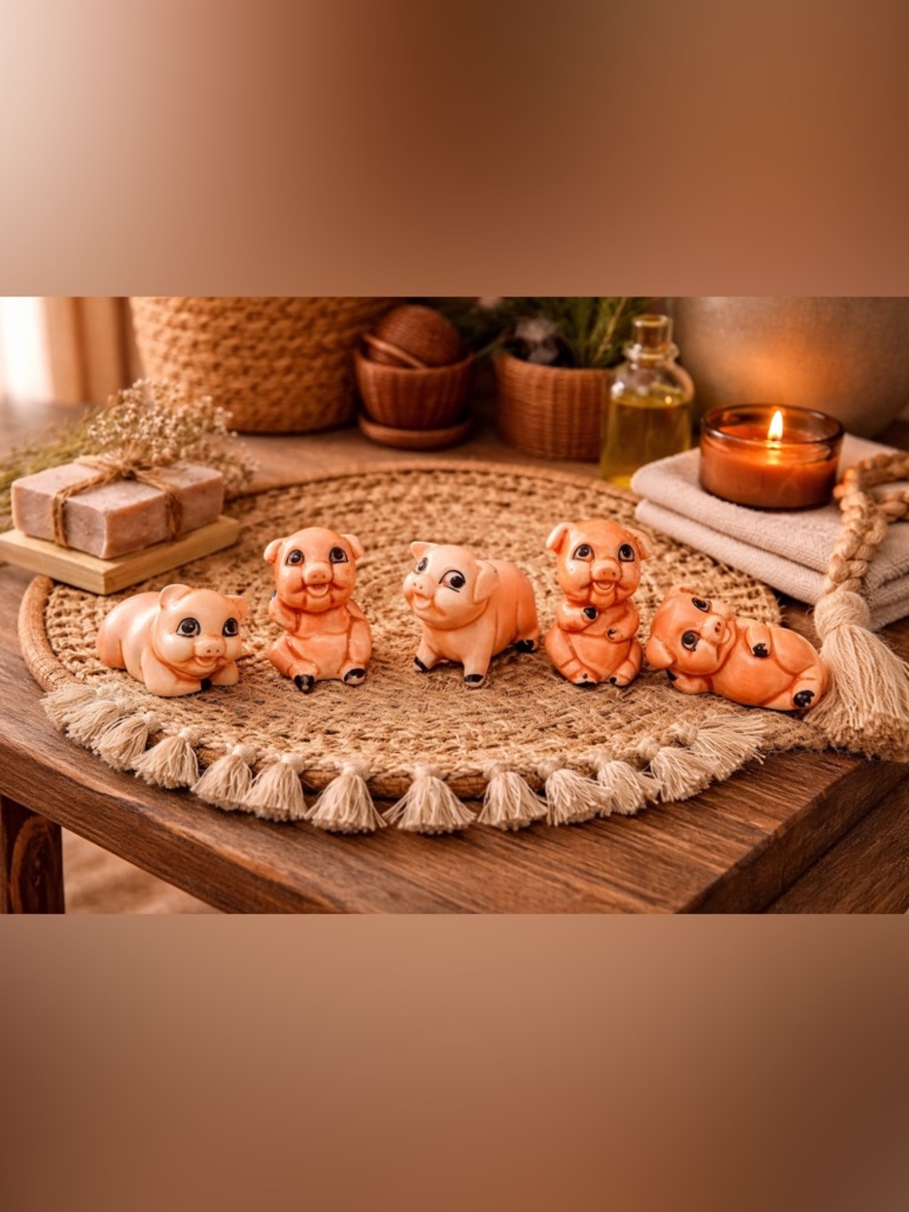 MIC Pink Pigs Mini Ceramic Vintage Figurines - Picture 2 of 16